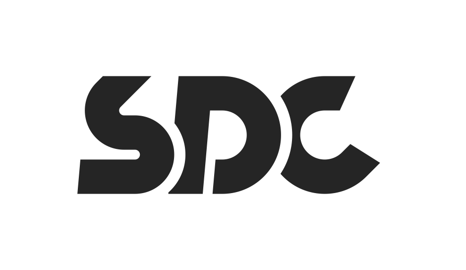 Logo SDC preto, com borda branca, sem texto